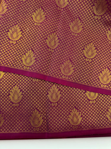 Kanchipuram korvai silk saree | Half & Half | Purple | Handwoven | Ships from California